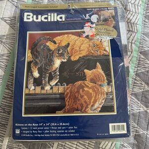 New in Package Bucilla Needlepoint Kit - Colorful Kittens on Piano